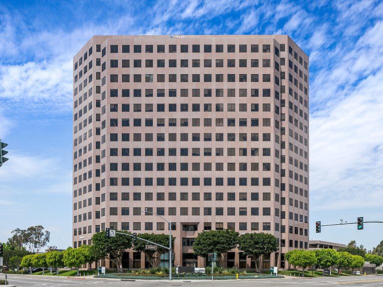 Exterior shot of 2600 Michelson, a Class A, 310,925-square-foot office building in Irvine, Calif.