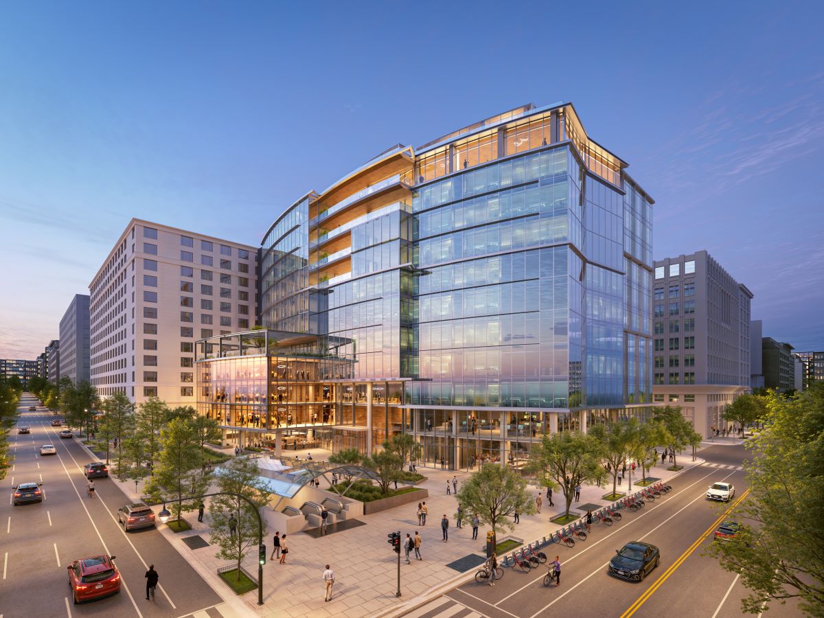 Exterior rendering of 725 12th St., a new office building to rise in Washington, D.C.