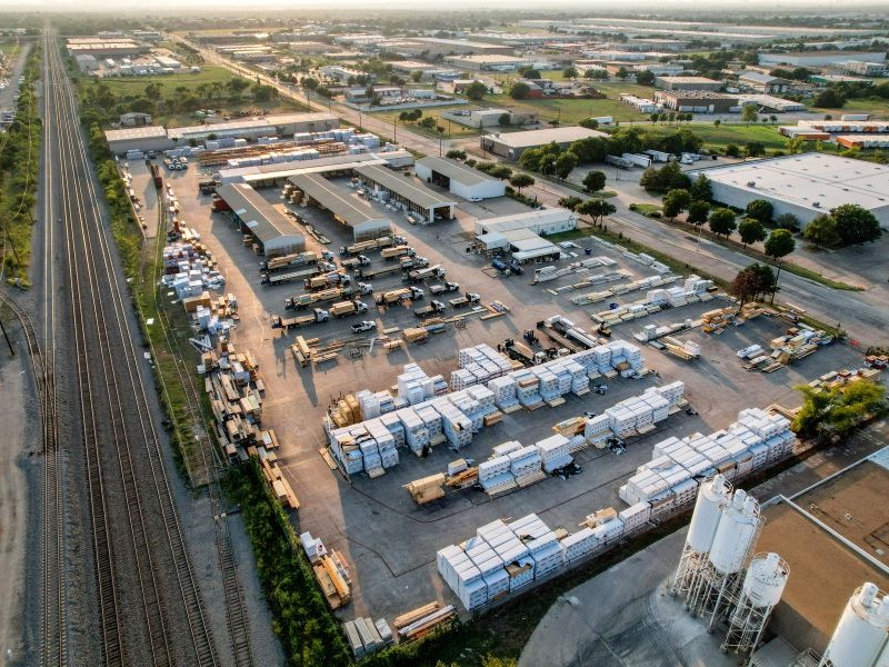 Aerial view of the 8738 Forney Road industrial outdoor storage property in Dallas