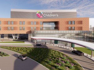 Exterior rendering of the Cincinnati Children’s Hospital expansion