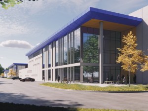 Exterior rendering of the hyperscale data center campus developed by Poe Cos. and PowerHouse Data Centers in Louisville, Ky.