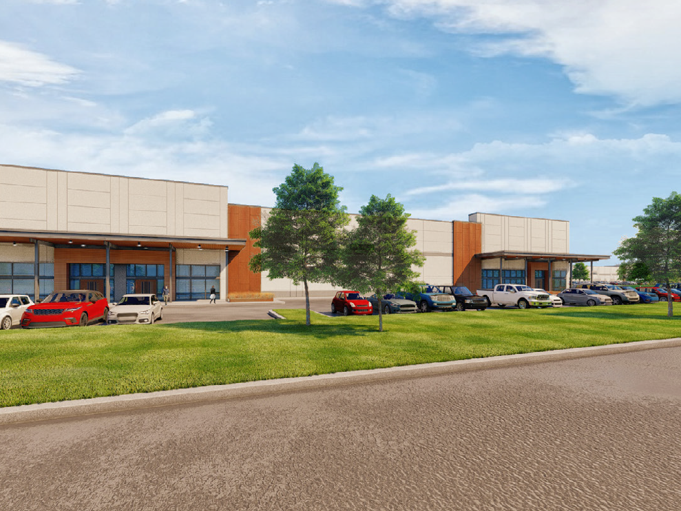 Exterior rendering of one of the buildings at West Worth Commerce Center in Fort Worth, Texas.