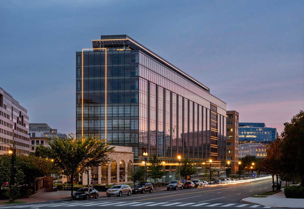 Exterior shot of the 20 Mass redevelopment in Washington, DC