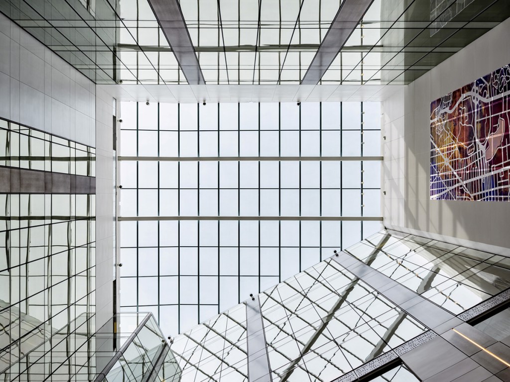 The glass walls at 20 Mass in Washington, DC