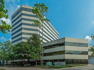 Exterior shot of 515 Post Oak, a 12-story, 274,583-square-foot office building in Houston.