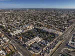 Aerial shot of Crenshaw Plaza, a 146,901-square-foot retail center in Los Angeles.