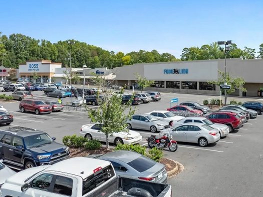 Exterior shot of Food Lion-anchored Eastway Square, a 130,156-square-foot retail center in Charlotte, N.C.