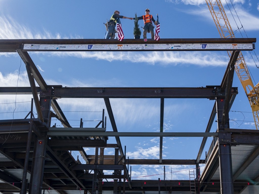 The topping out ceremony at the Mead Valley Wellness Village project. 