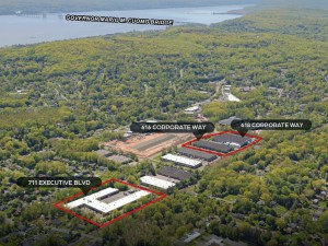 an aerial view of the three light industrial assets in Valley Cottage, N.Y., in Rockland County, N.Y.