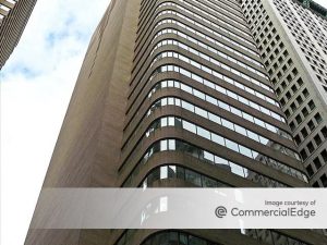 Exterior shot of 55 Broadway, a 32-story 358,000-square foot office tower in Manhattan's Financial District.