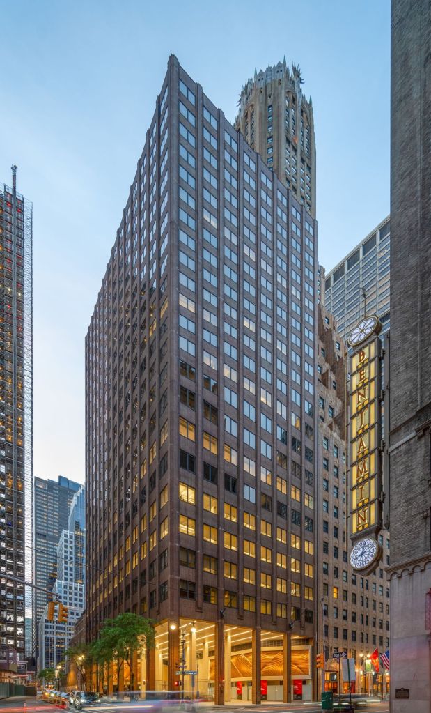 Exterior view of the office building at 560 Lexington Ave. in Manhattan