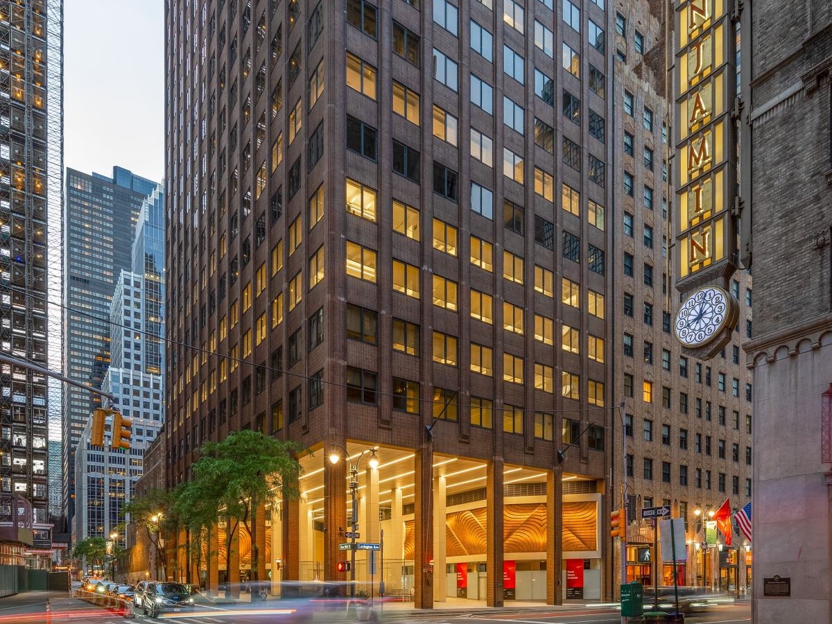 Exterior view of the office building at 560 Lexington Ave. in Manhattan