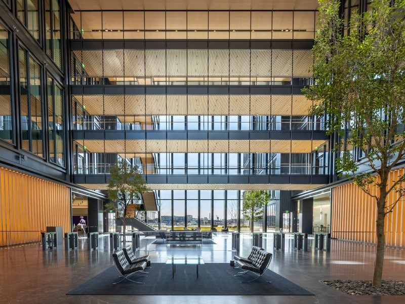 Atrium at 1307 Point St., the new T. Rowe Price headquarters in Baltimore