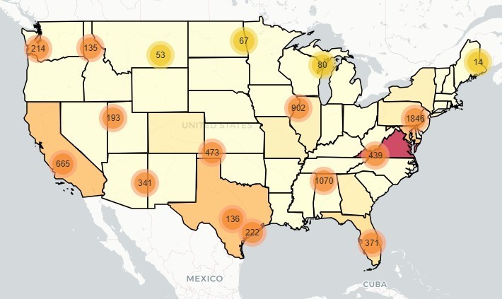 Map showing GSA office locations across the U.S.