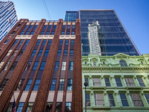 Exterior shot of The Wheeler, an office building in Brooklyn, N.Y.