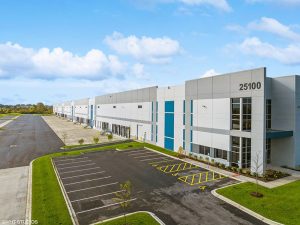 Exterior shot of the industrial building at 25340 S. Ridgeland Ave. in Monee, Ill.